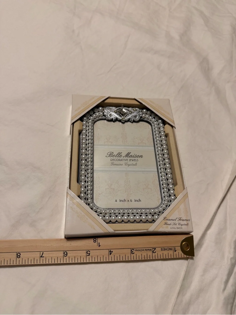 New Belle Maison Decorative Jewels Faux Pearl & Crystal Frame- size: 4